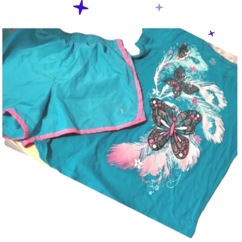 Danskin nylon shorts built in panty tee